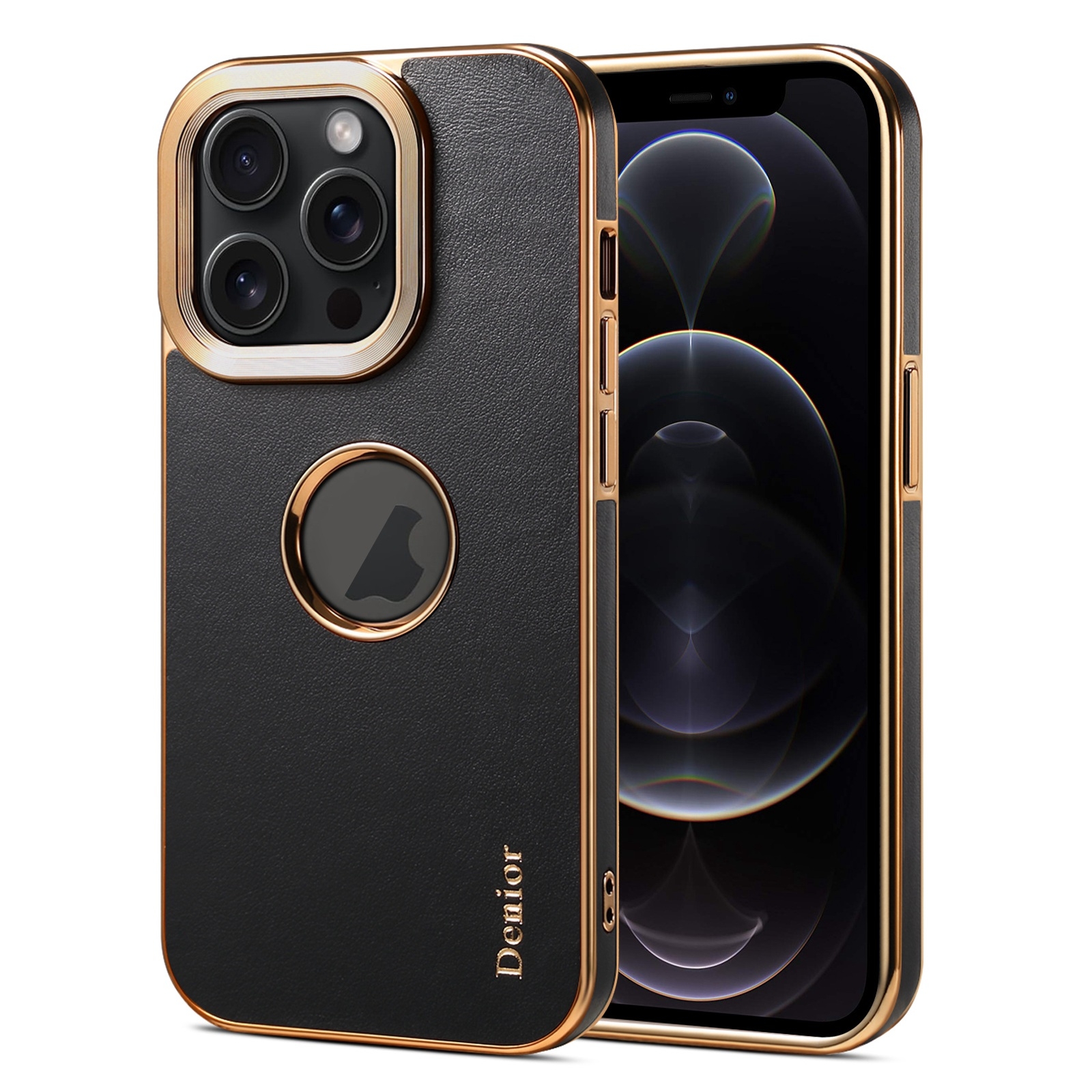 For iPhone 12 / 12 Pro Denior Fragrant Calf Texture Electroplating Phone Case(Black) - Shopkiz.com