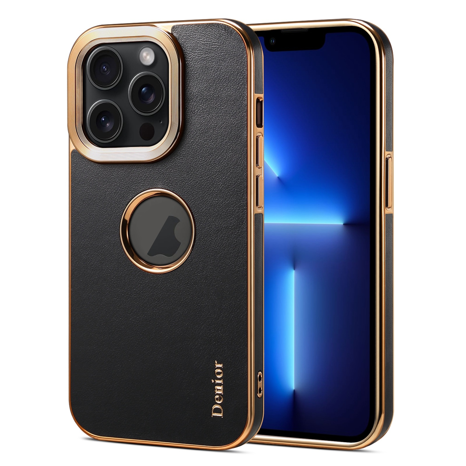 For iPhone 13 Pro Denior Fragrant Calf Texture Electroplating Phone Case(Black) - Shopkiz.com