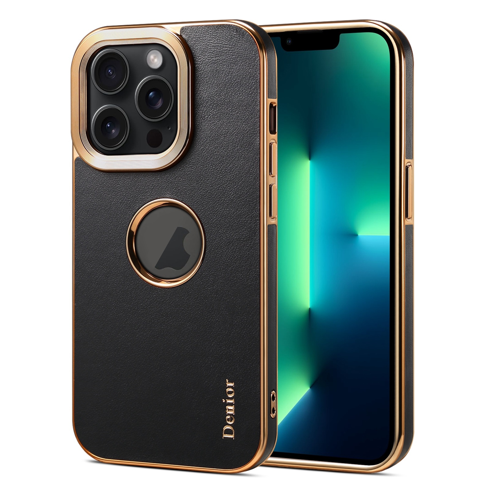 For iPhone 13 Pro Max Denior Fragrant Calf Texture Electroplating Phone Case(Black) - Shopkiz.com