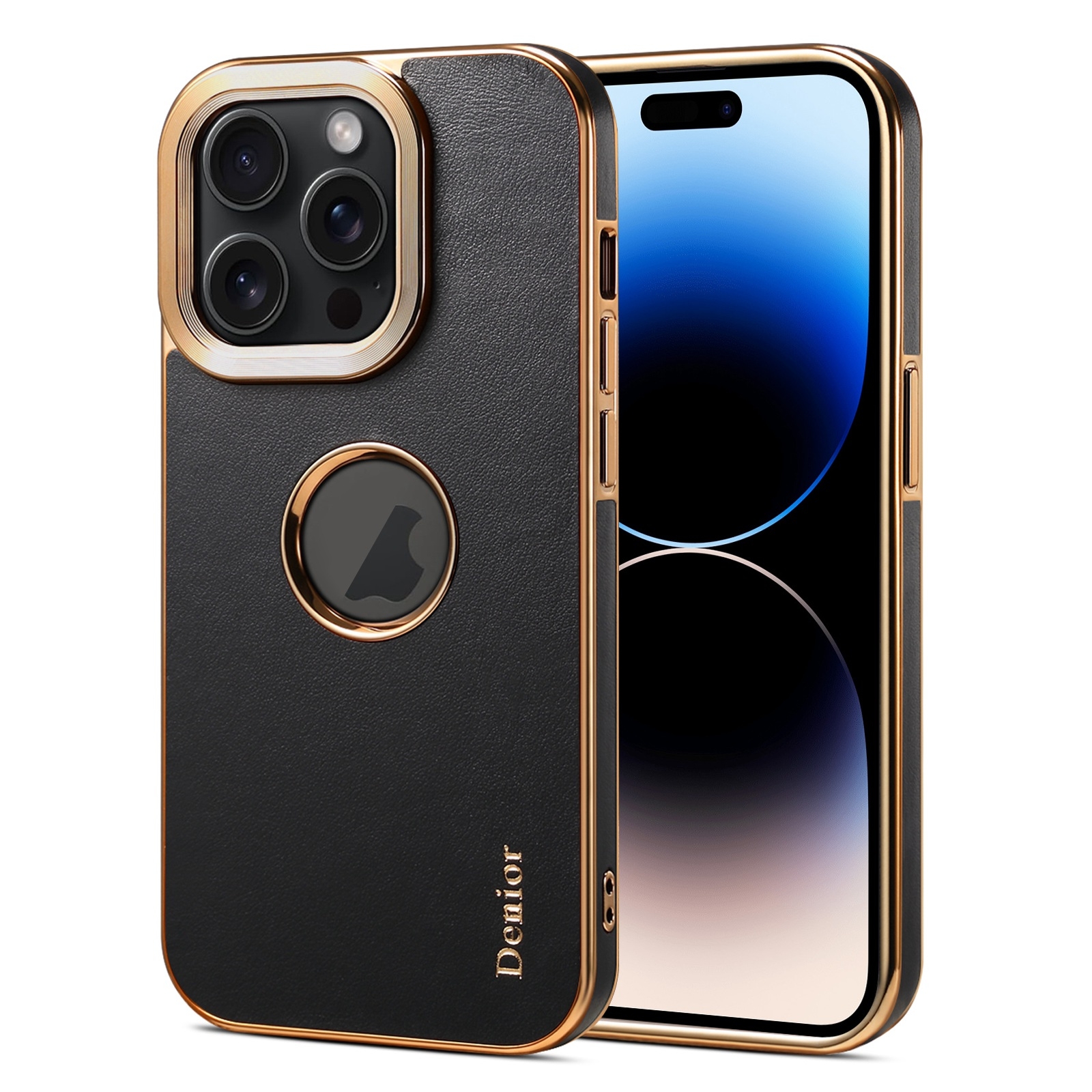 For iPhone 14 Pro Max Denior Fragrant Calf Texture Electroplating Phone Case(Black) - Shopkiz.com