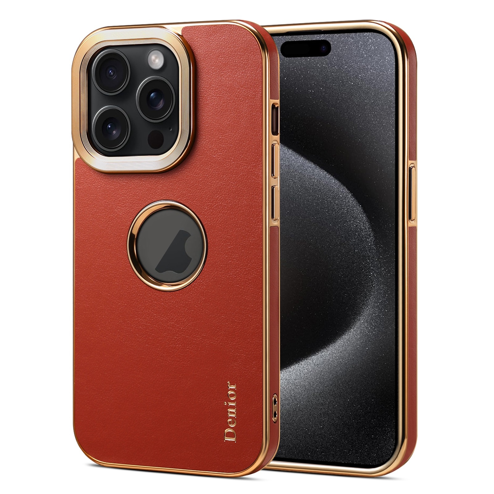 For iPhone 15 Pro Max Denior Fragrant Calf Texture Electroplating Phone Case(Maroon Red) - Shopkiz.com
