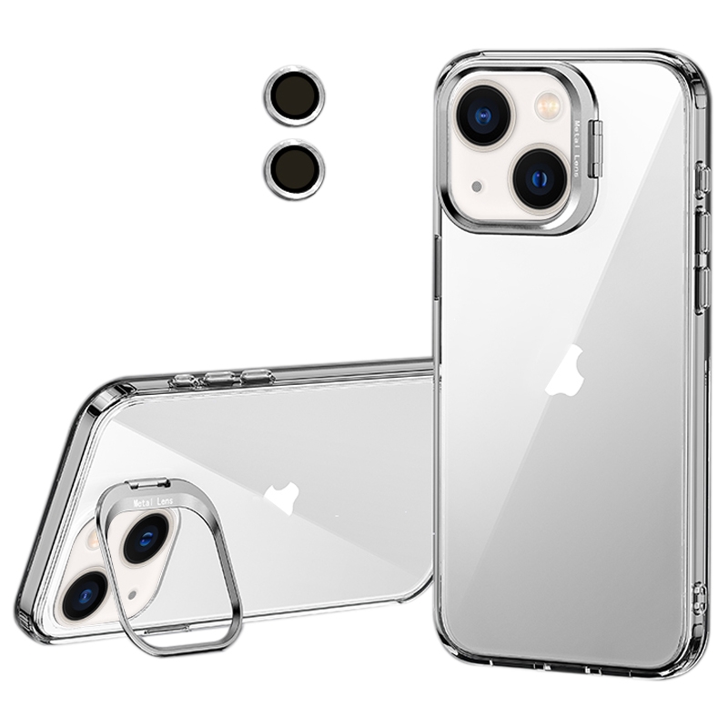 For iPhone 14 Lens Holder Frosted Phone Case(Transparent) - Shopkiz.com