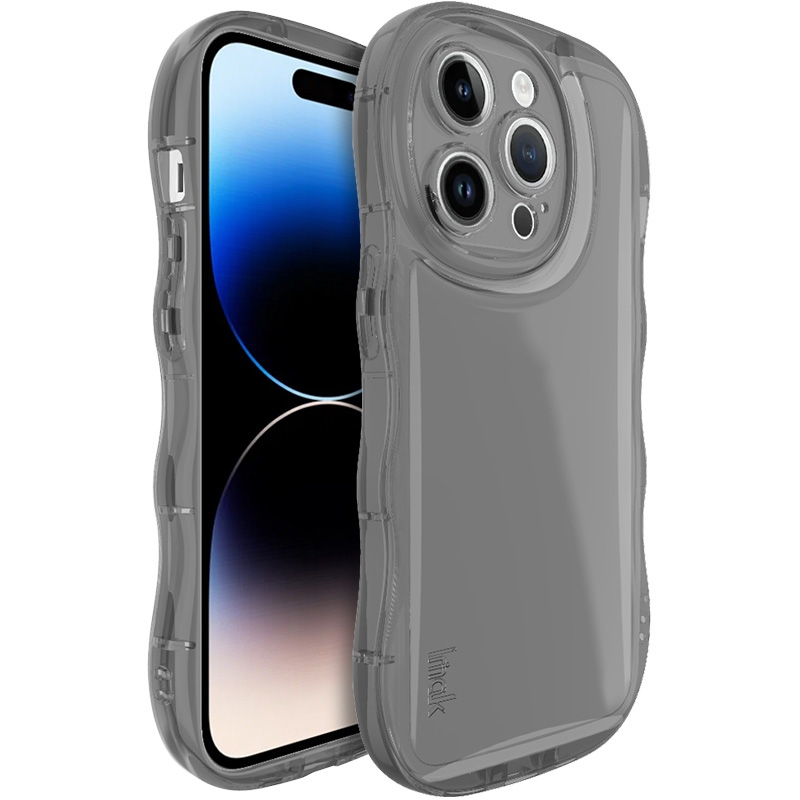 For iPhone 14 Pro Max IMAK Wave Bubble Soft Shockproof Phone Case(Transparent Black) - Shopkiz.com