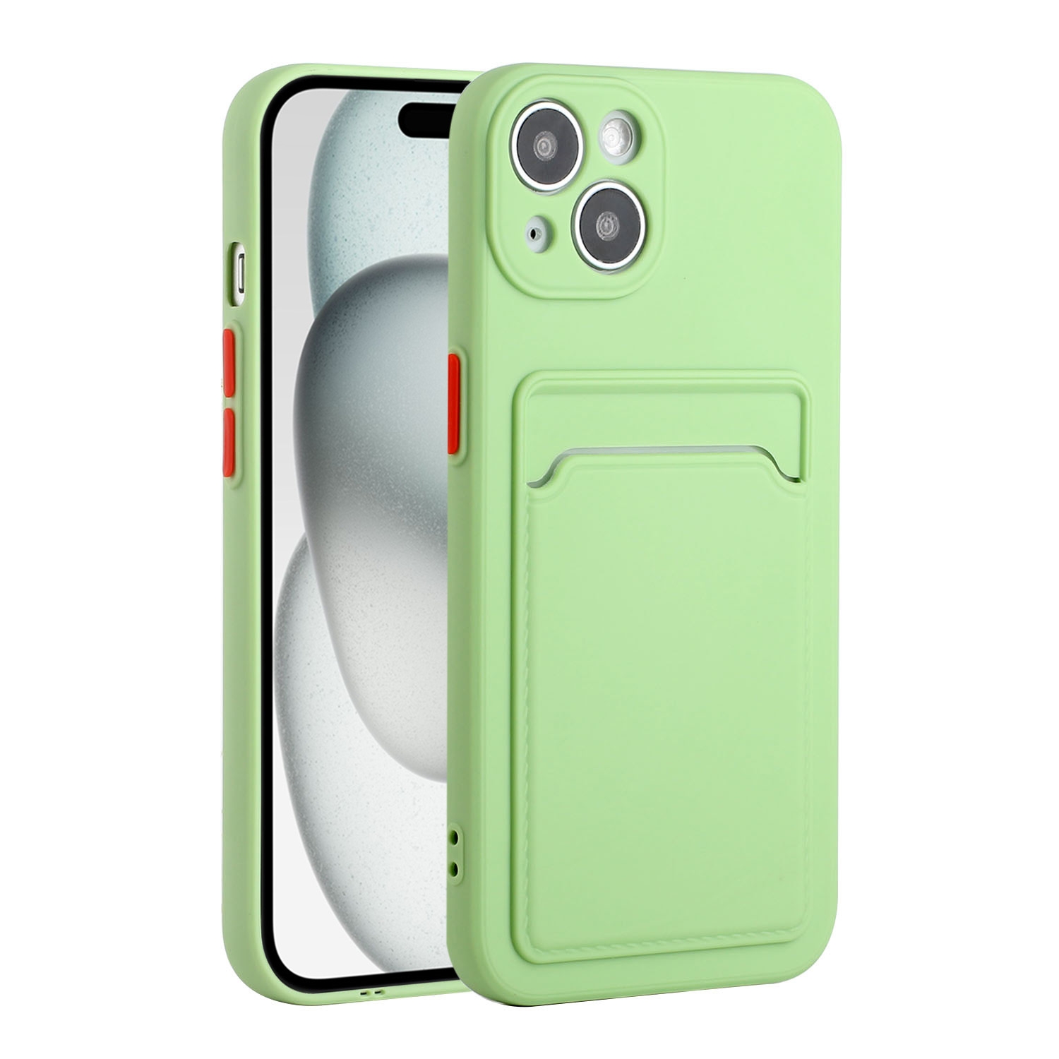 For iPhone 15 Card Slot Design Shockproof TPU Phone Case(Matcha Green) - Shopkiz.com