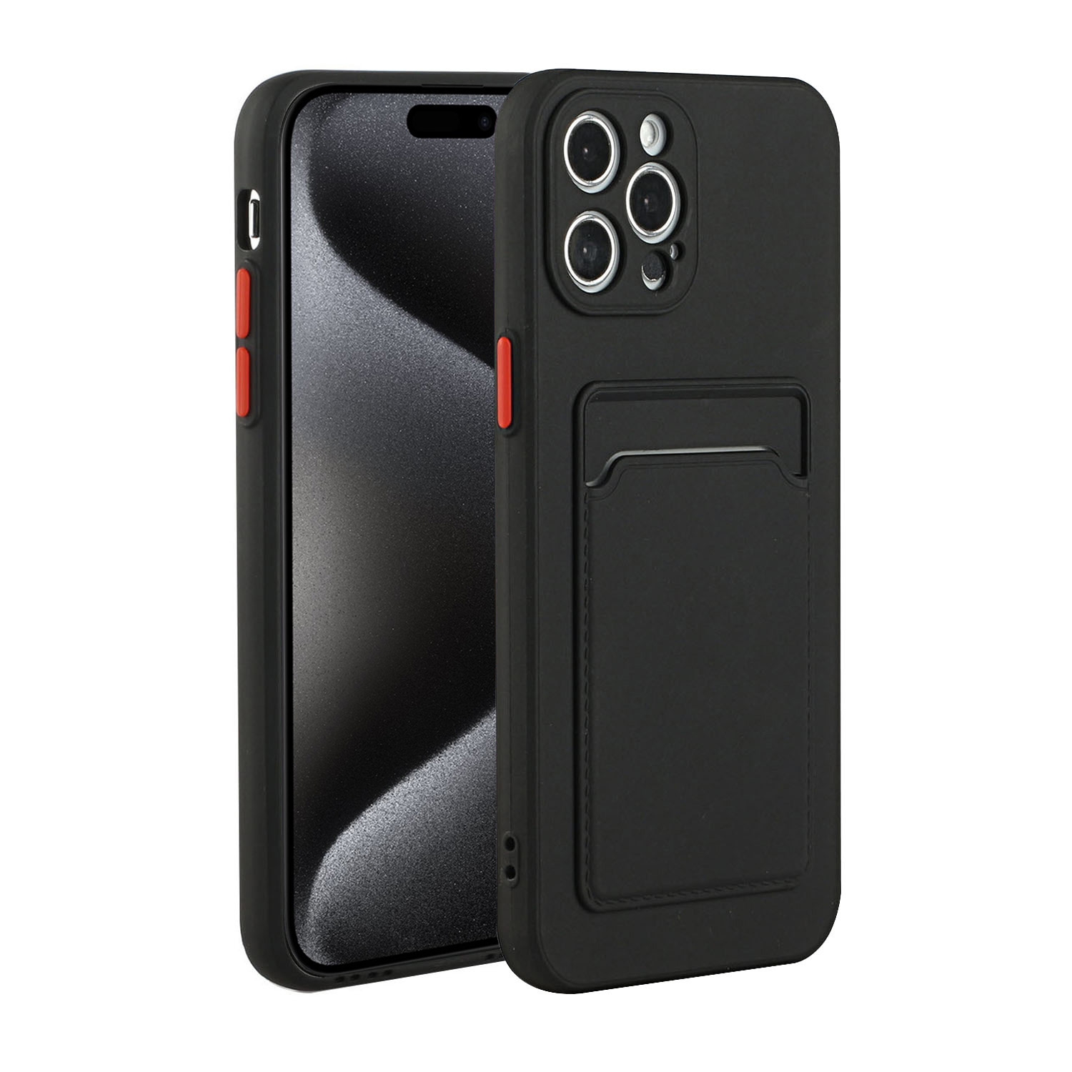 For iPhone 15 Pro Card Slot Design Shockproof TPU Phone Case(Black) - Shopkiz.com