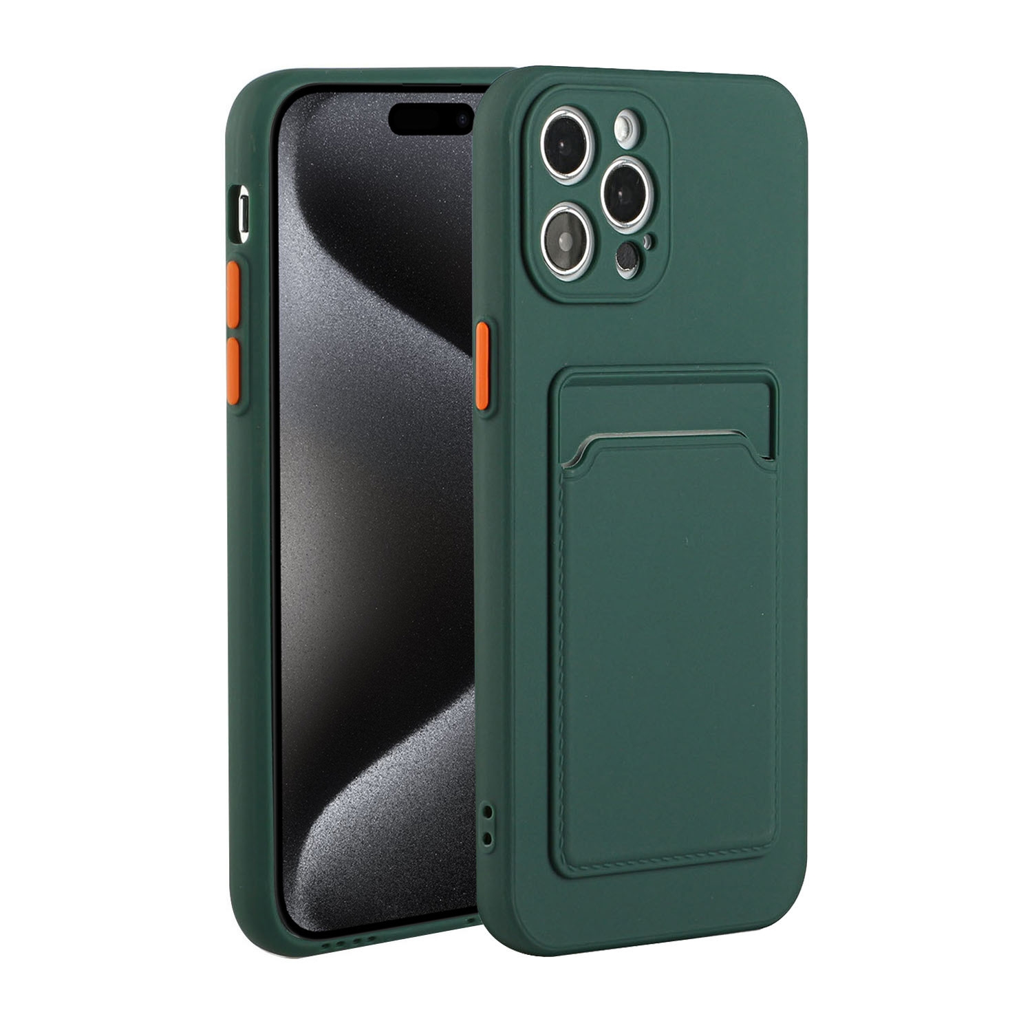 For iPhone 15 Pro Max Card Slot Design Shockproof TPU Phone Case(Dark Green) - Shopkiz.com