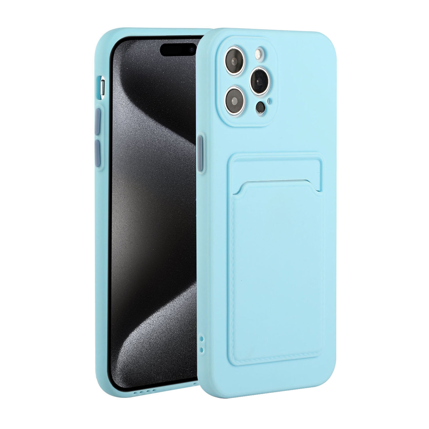 For iPhone 15 Pro Max Card Slot Design Shockproof TPU Phone Case(Sky Blue) - Shopkiz.com