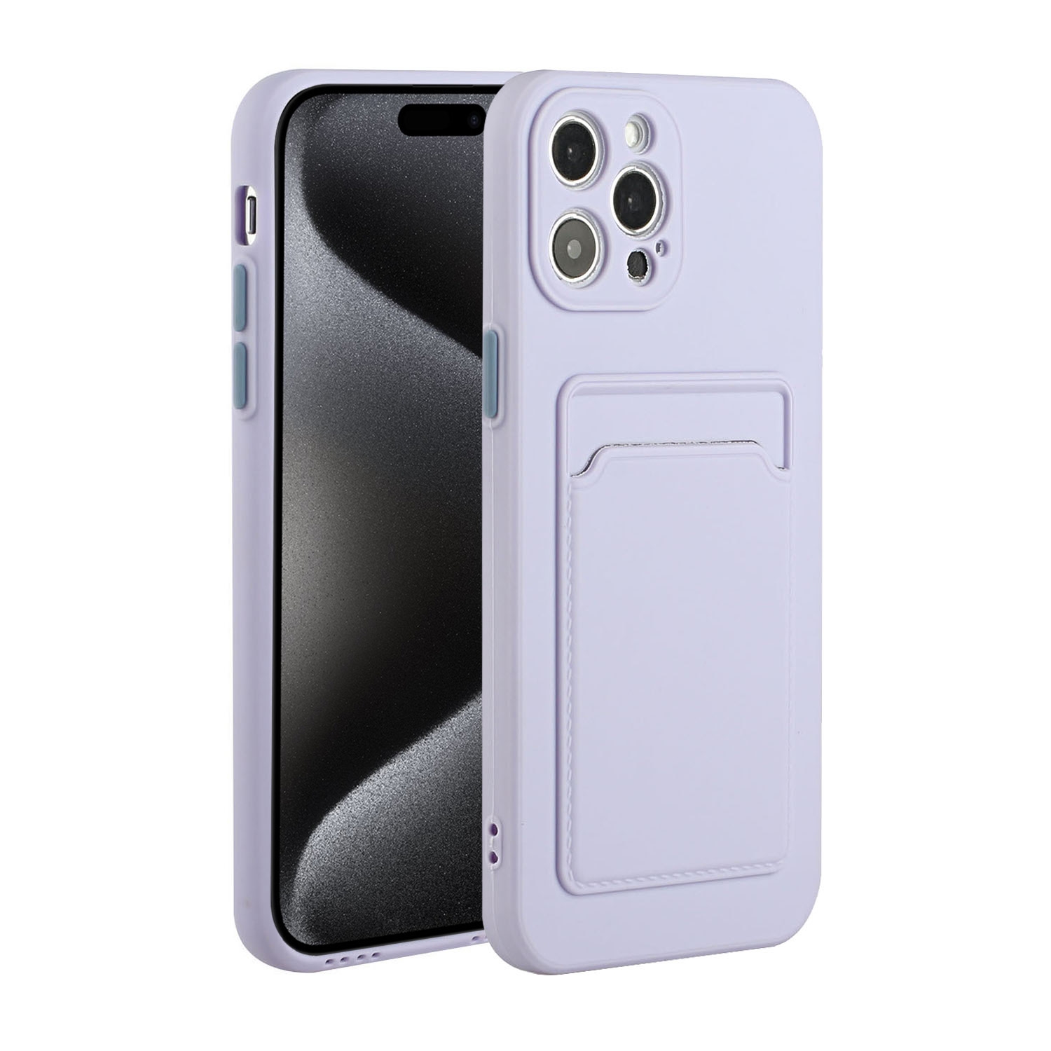 For iPhone 15 Pro Max Card Slot Design Shockproof TPU Phone Case(Purple) - Shopkiz.com