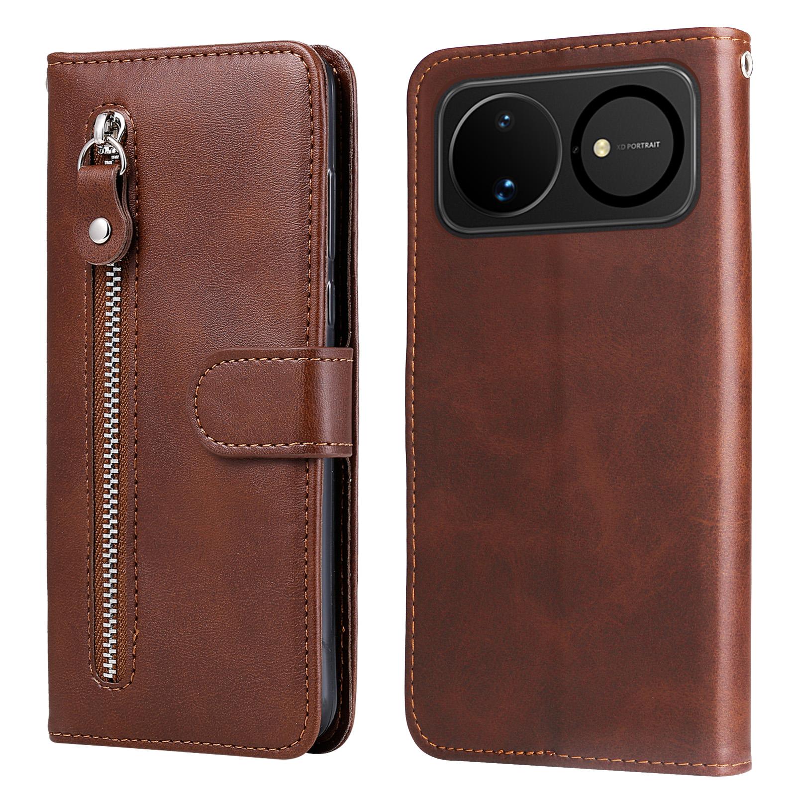 For Huawei nova 16 Fashion Calf Texture Zipper Leather Phone Case(Brown) - Shopkiz.com