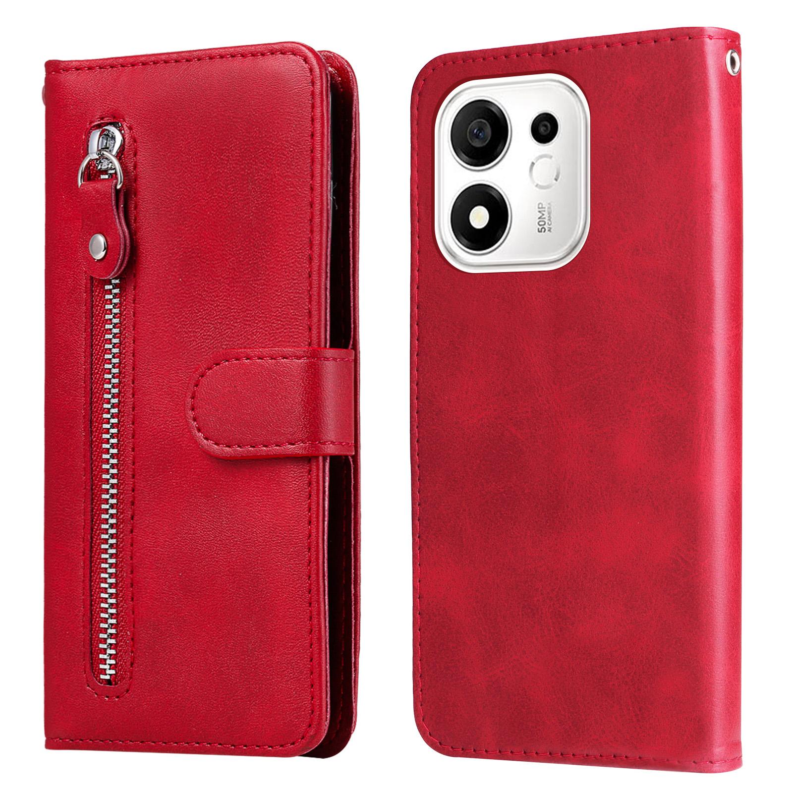For Honor 600 Smart 5G Fashion Calf Texture Zipper Leather Phone Case(Red) - Shopkiz.com