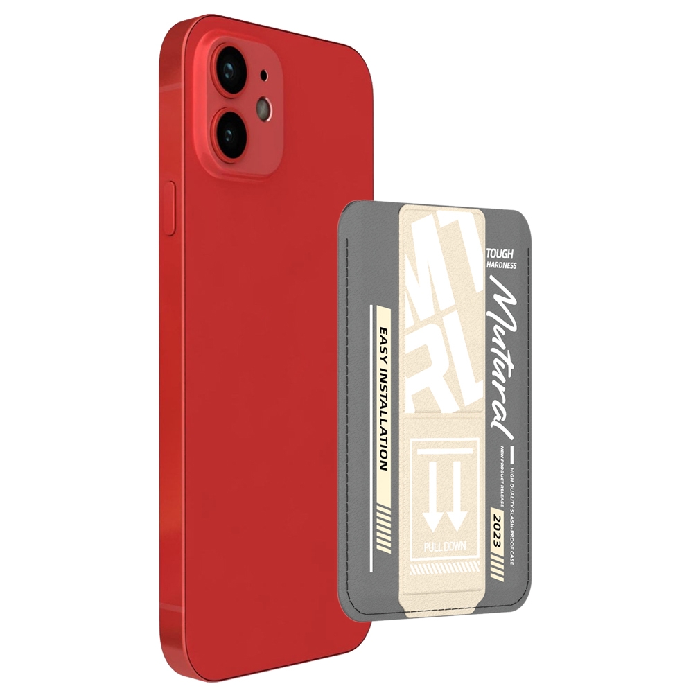For iPhone 12 / 12 Pro mutural Chuncai Series Magnetic Holder Card Slot(Grey Cream Yellow) - Shopkiz.com