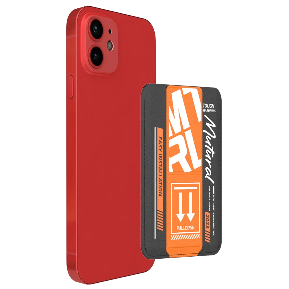 For iPhone 12 / 12 Pro mutural Chuncai Series Magnetic Holder Card Slot(Black Orange) - Shopkiz.com