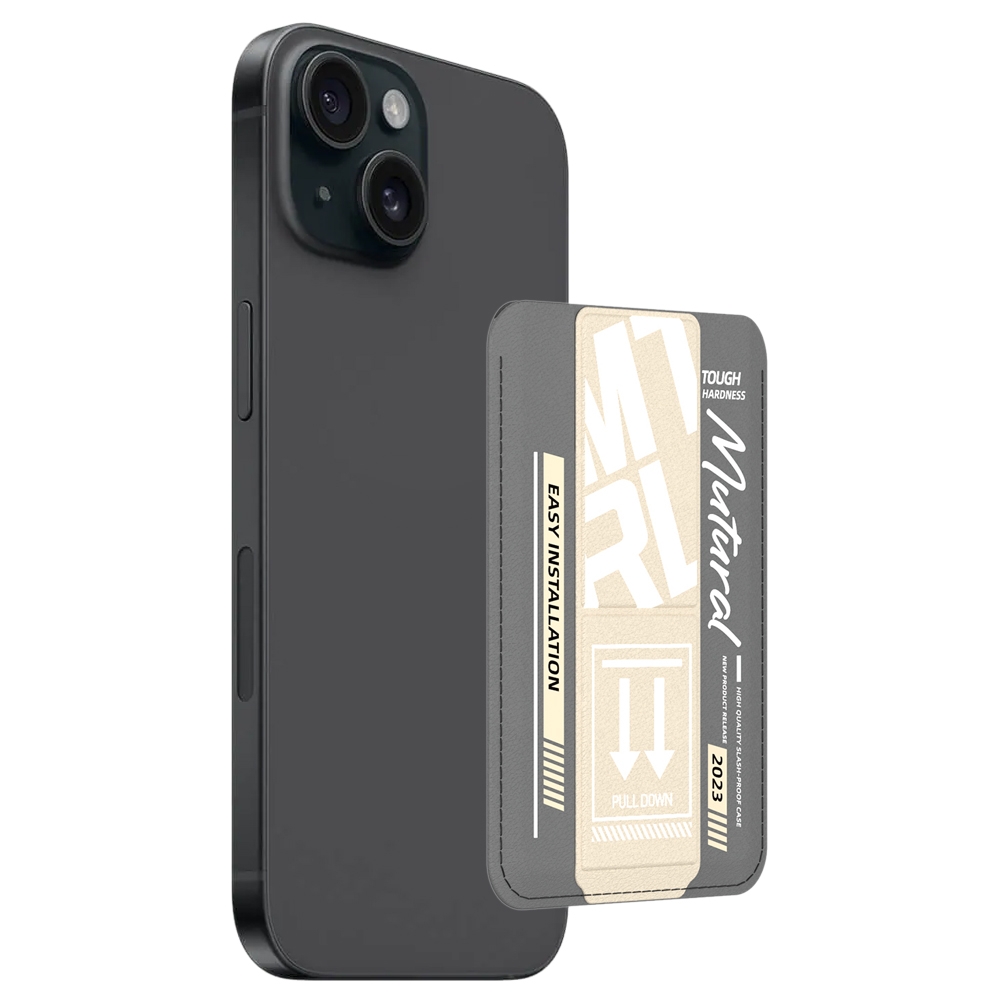For iPhone 13 mutural Chuncai Series Magnetic Holder Card Slot(Grey Cream Yellow) - Shopkiz.com