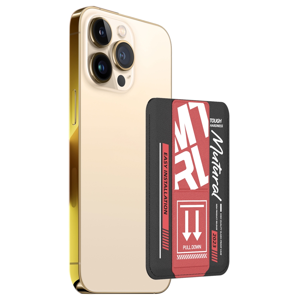 For iPhone 13 Pro Max mutural Chuncai Series Magnetic Holder Card Slot(Black Red) - Shopkiz.com