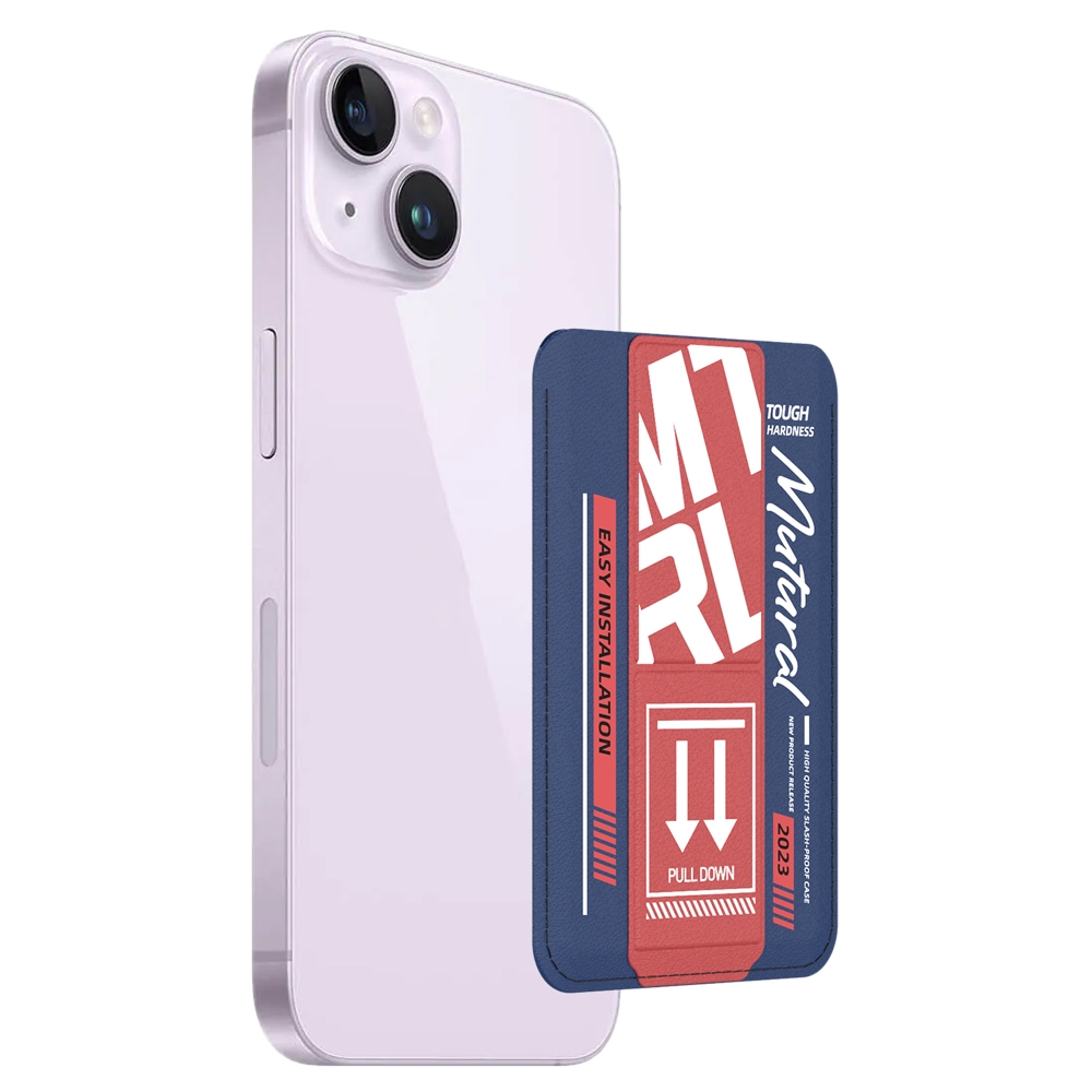 For iPhone 14 mutural Chuncai Series Magnetic Holder Card Slot(Blue Red) - Shopkiz.com