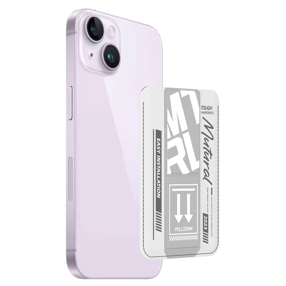 For iPhone 14 mutural Chuncai Series Magnetic Holder Card Slot(White Grey) - Shopkiz.com