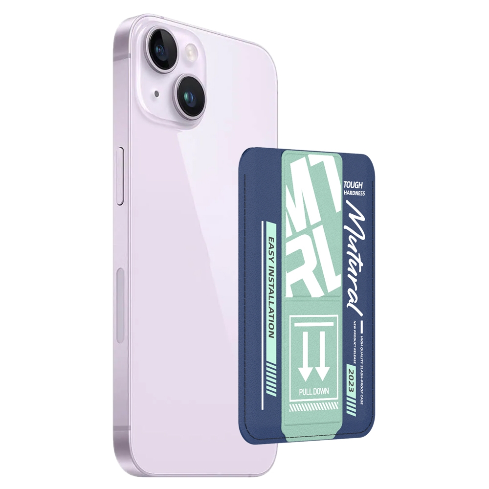 For iPhone 14 Plus mutural Chuncai Series Magnetic Holder Card Slot(Blue Green) - Shopkiz.com