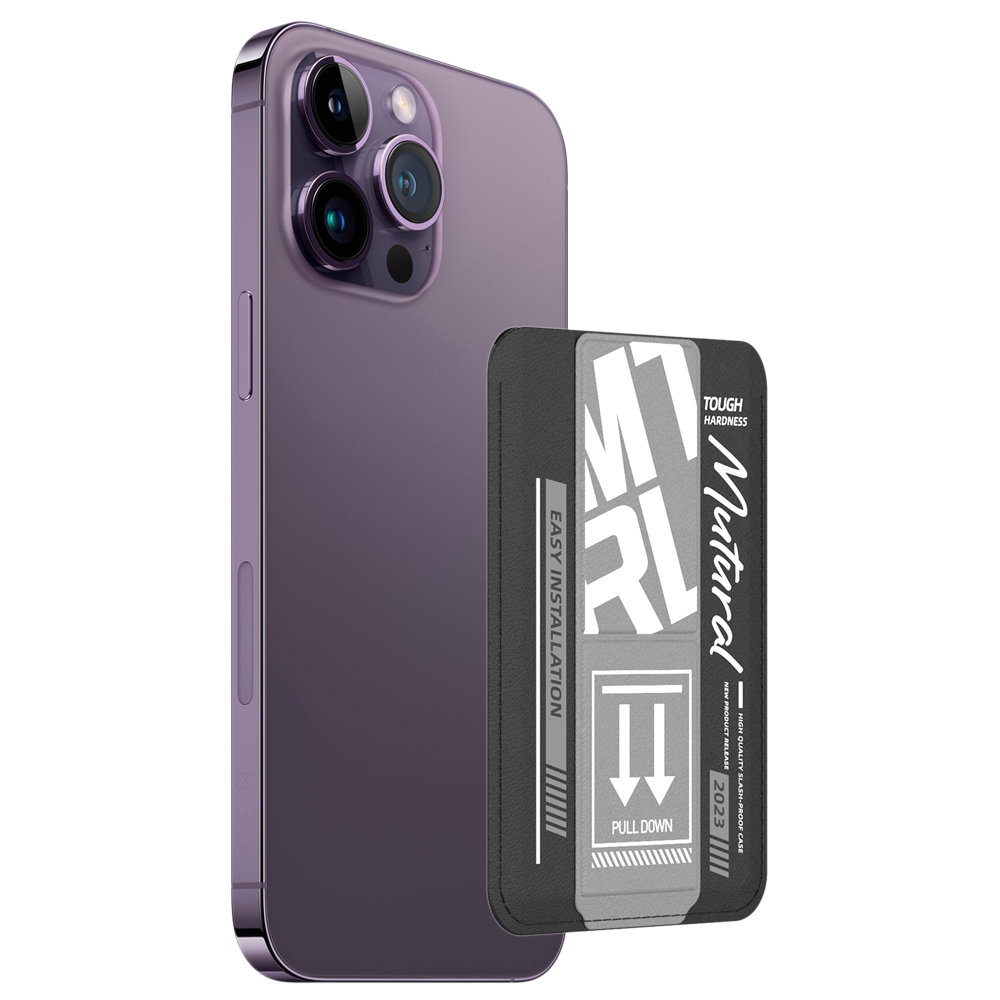 For iPhone 14 Pro mutural Chuncai Series Magnetic Holder Card Slot(Black Grey) - Shopkiz.com