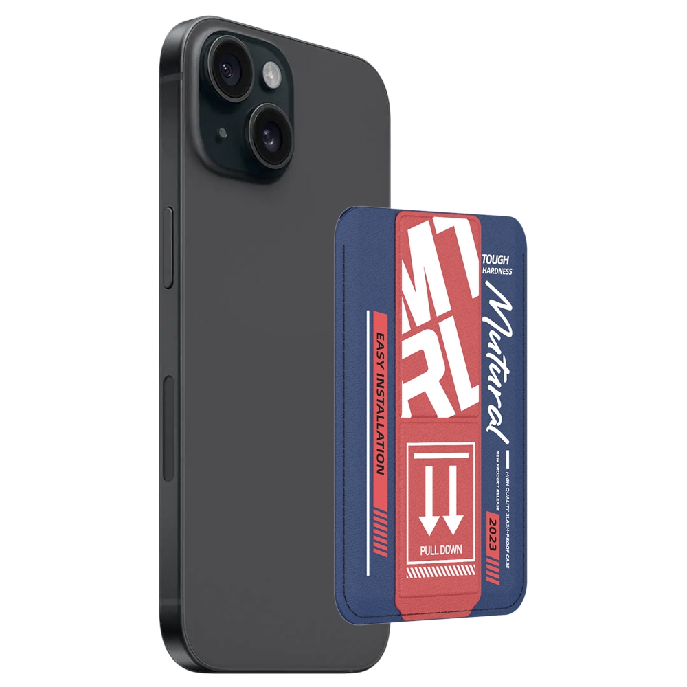 For iPhone 15 mutural Chuncai Series Magnetic Holder Card Slot(Blue Red) - Shopkiz.com