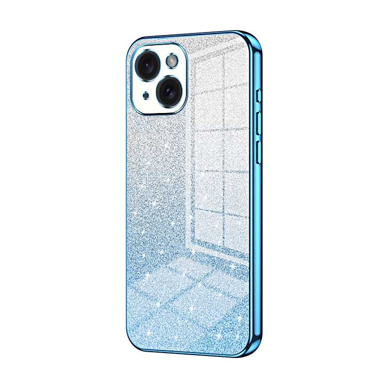 For iPhone 15 Gradient Glitter Powder Electroplated Phone Case(Blue) - Shopkiz.com