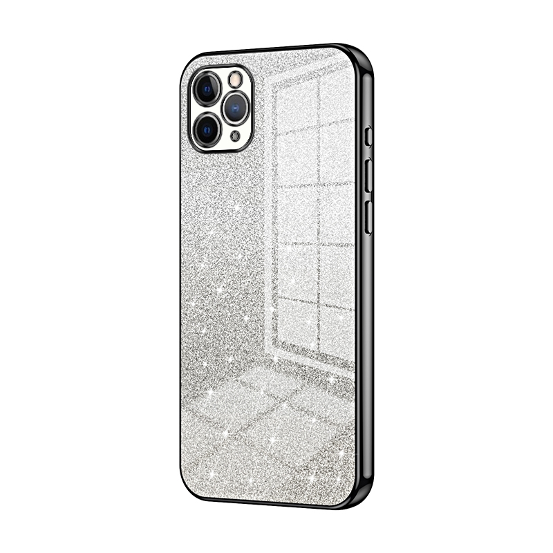 For iPhone 11 Pro Max Gradient Glitter Powder Electroplated Phone Case(Black) - Shopkiz.com