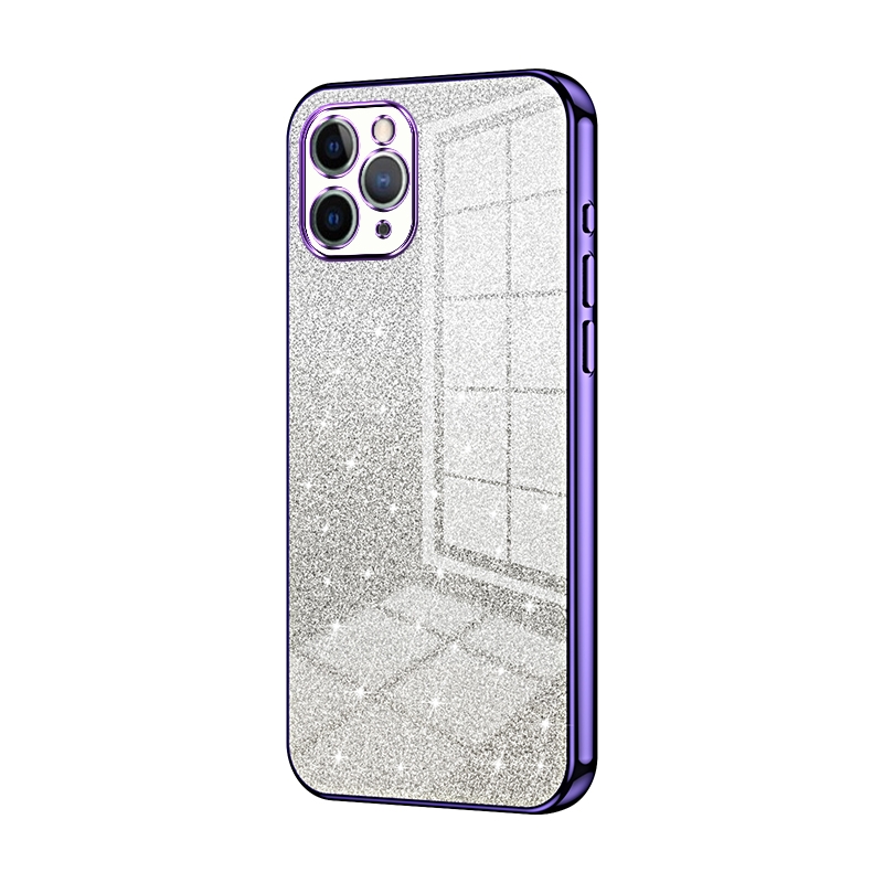 For iPhone 11 Pro Gradient Glitter Powder Electroplated Phone Case(Purple) - Shopkiz.com