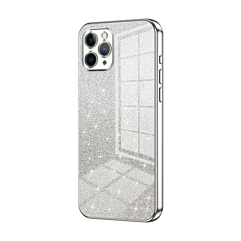 For iPhone 11 Pro Gradient Glitter Powder Electroplated Phone Case(Silver) - Shopkiz.com