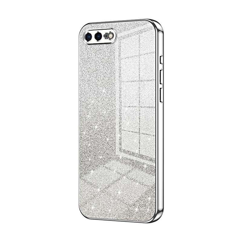 For iPhone 8 Plus / 7 Plus Gradient Glitter Powder Electroplated Phone Case(Silver) - Shopkiz.com