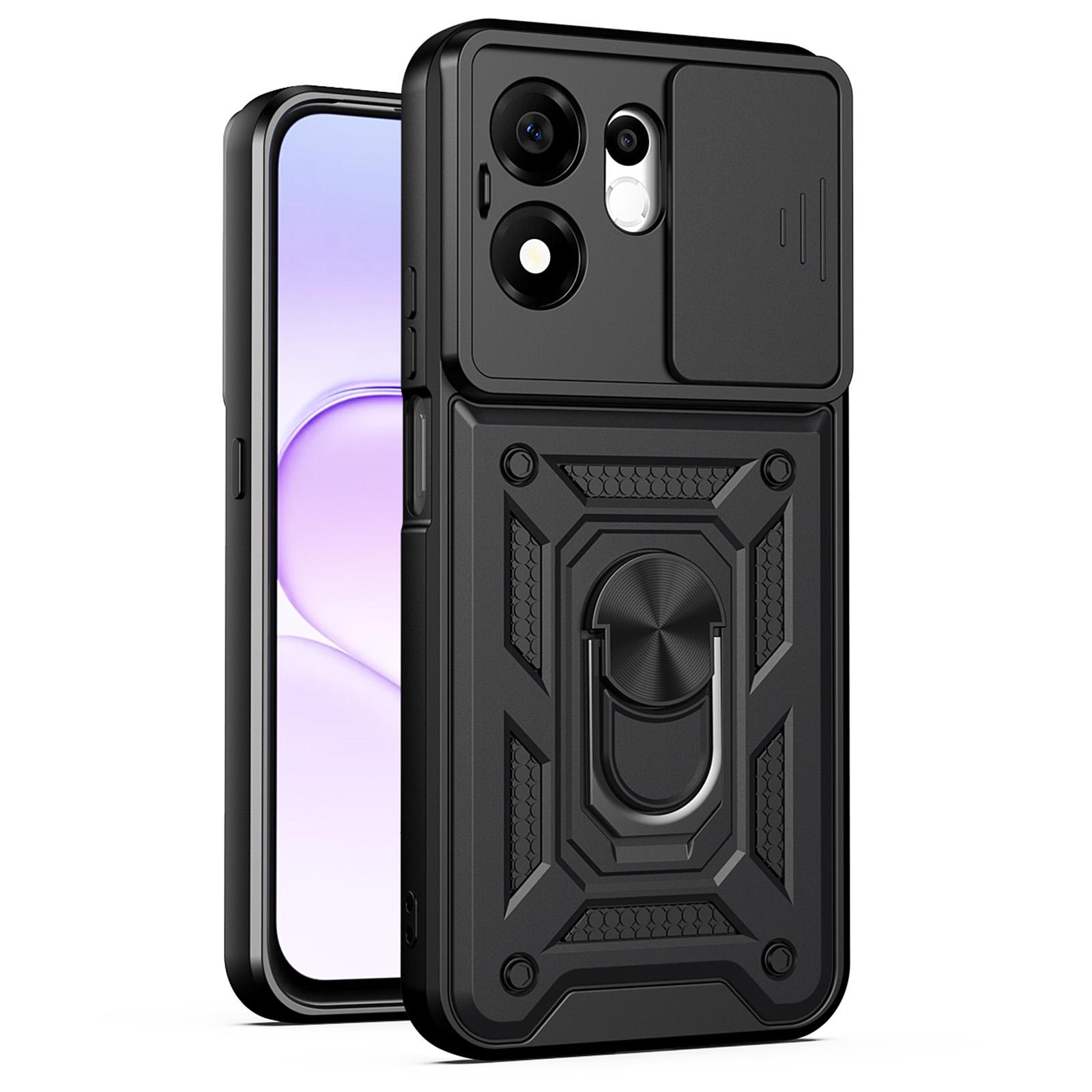 For Honor 600 Smart 5G Sliding Camera Cover Design TPU+PC Phone Case(Black) - Shopkiz.com