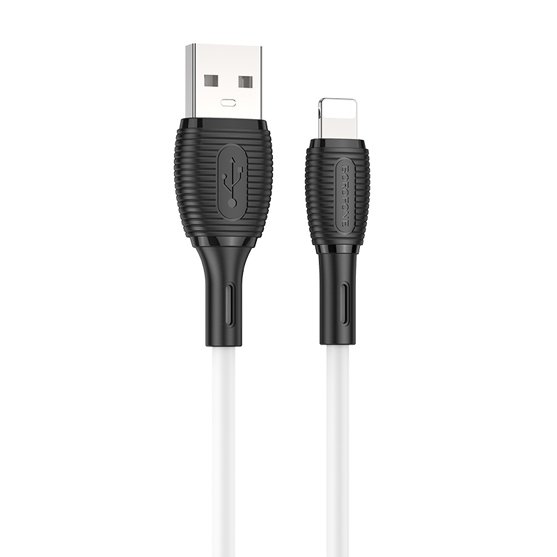 Borofone BX86 Advantage 2.4A USB to 8 Pin Silicone Charging Data Cable, Length:1m(White) - Shopkiz.com
