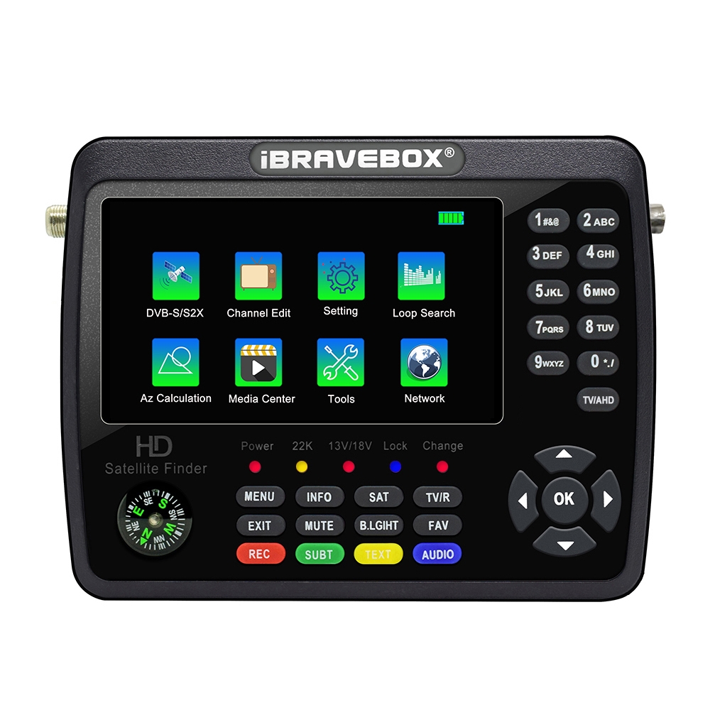 iBRAVEBOX V10 Finder Max+ 4.3 inch Display Digital Satellite Meter Signal Finder, Support DVB-S/S2/S2X AHD, Plug Type:EU Plug(Black) - Shopkiz.com