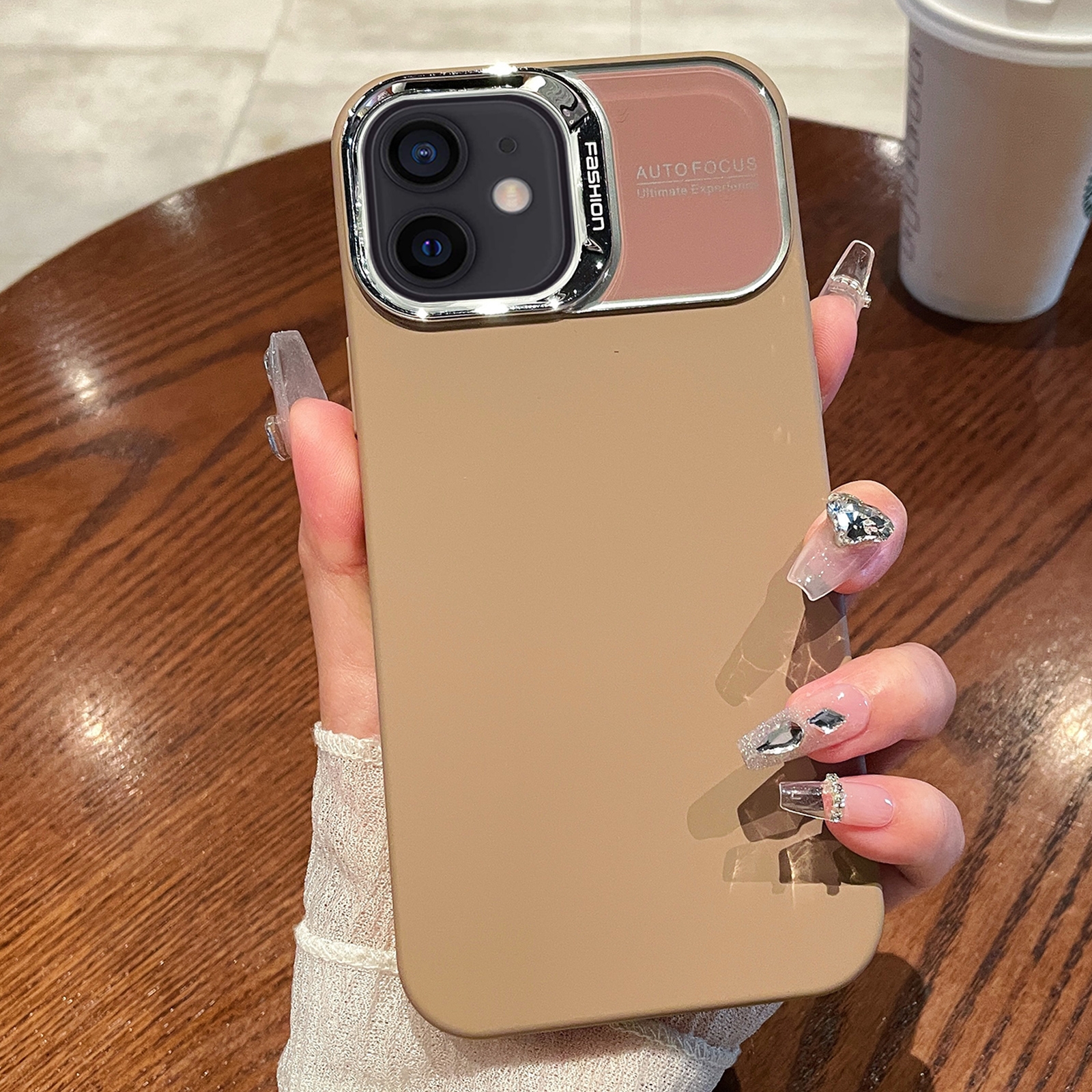 For iPhone 12 Skin Feel PC Liquid Silicone Phone Case(Milk Tea) - Shopkiz.com