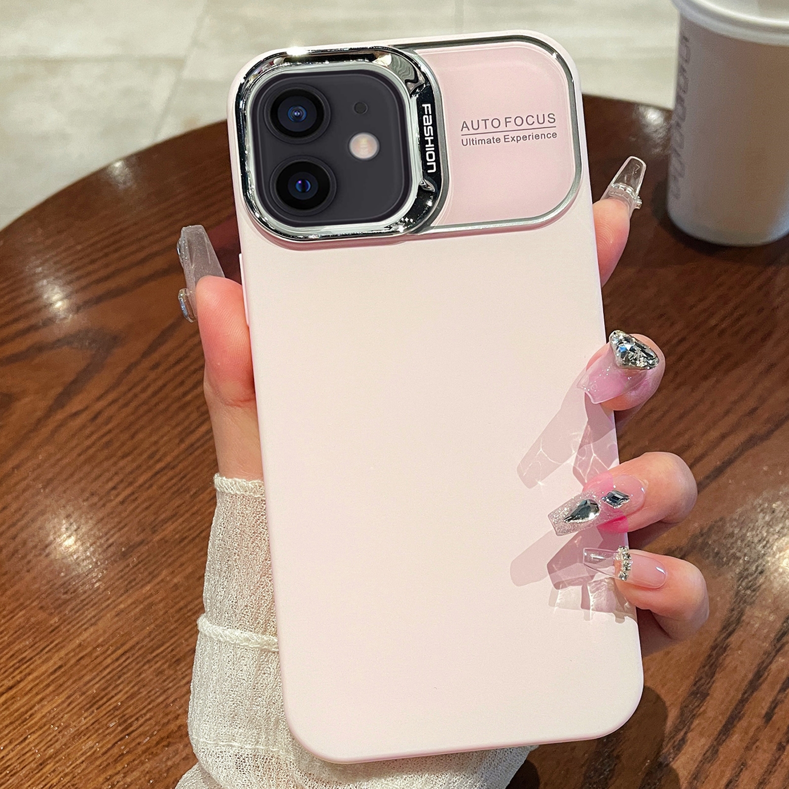 For iPhone 12 Skin Feel PC Liquid Silicone Phone Case(Grey Pink) - Shopkiz.com