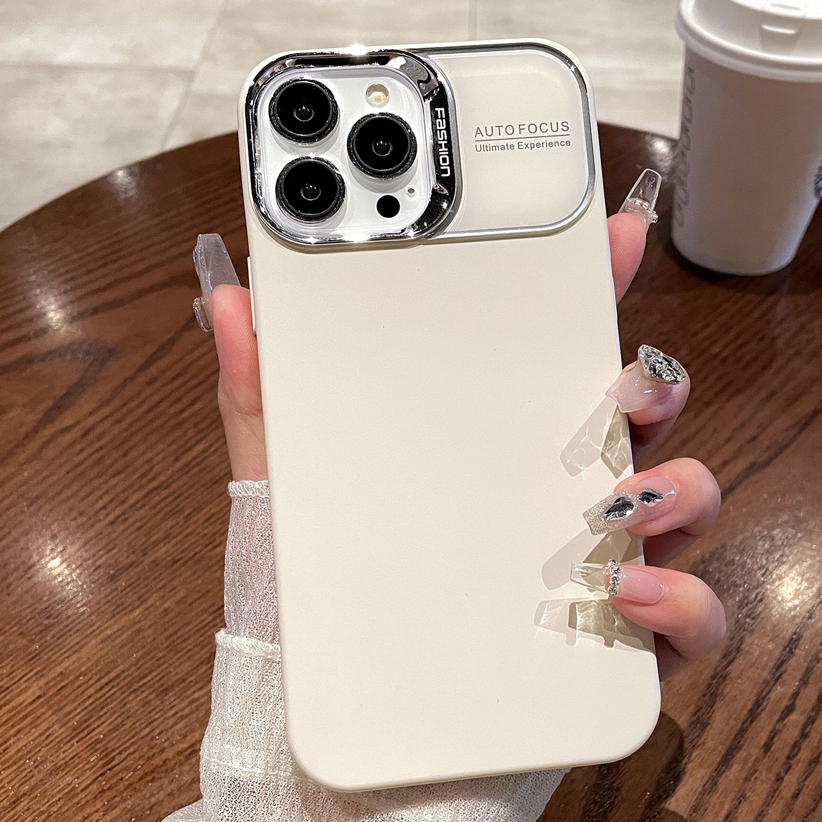 For iPhone 14 Pro Skin Feel PC Liquid Silicone Phone Case(Antique White) - Shopkiz.com