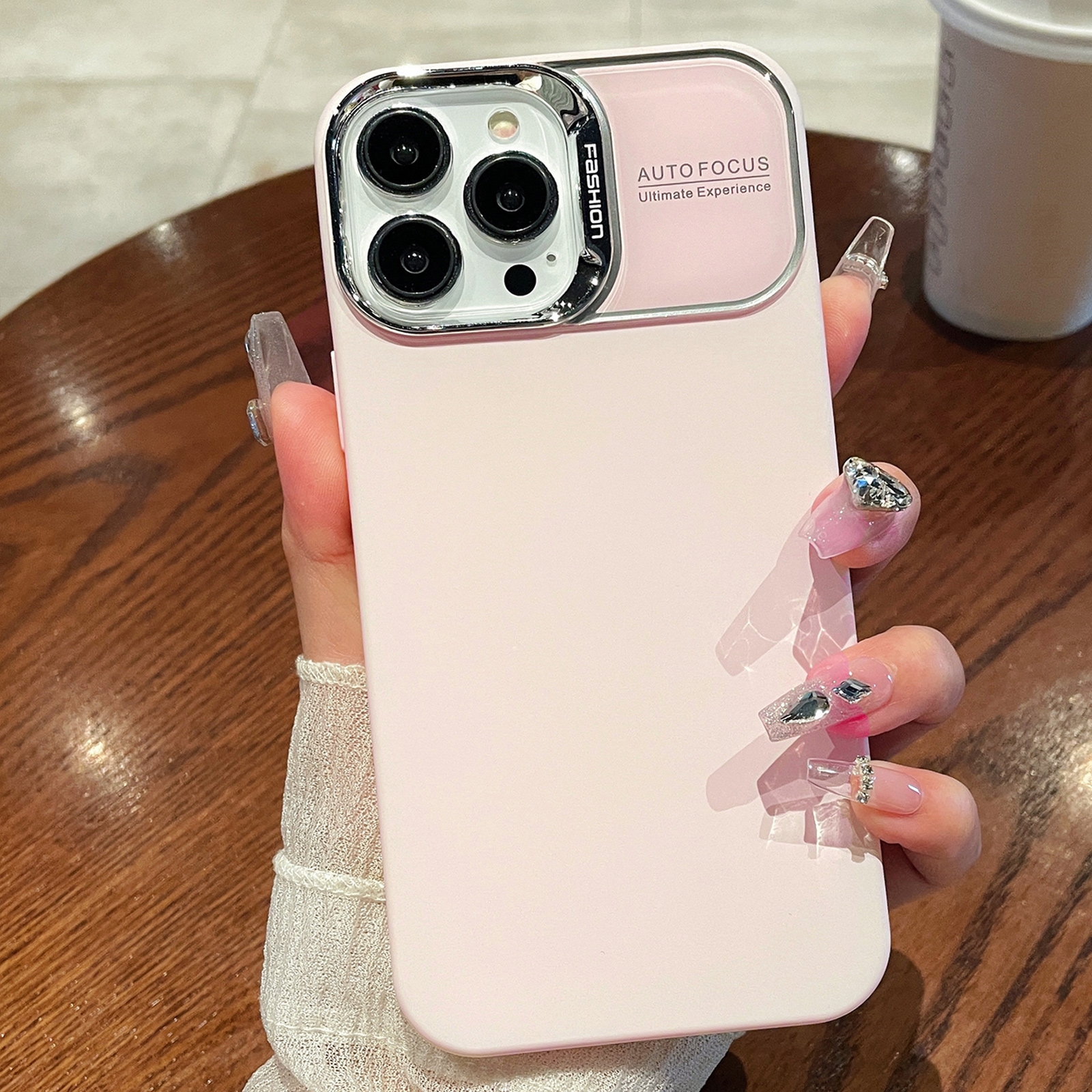 For iPhone 15 Pro Max Skin Feel PC Liquid Silicone Phone Case(Grey Pink) - Shopkiz.com