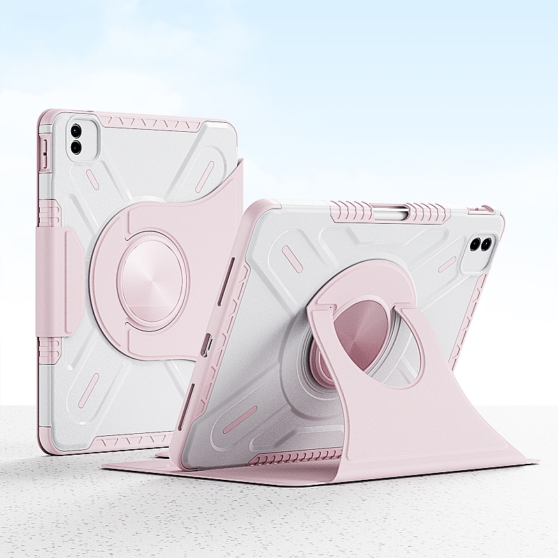 For iPad Air 11 2024 / iPad Pro 11 X-Shaped Rotation Smart Leather Tablet Case(Pink) - Shopkiz.com
