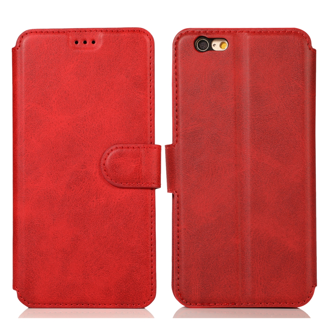 For iPhone 6 / 6s Calf Texture Magnetic Buckle Horizontal Flip Leather Case with Holder & Card Slots & Wallet & Photo Frame(Red) - Shopkiz.com