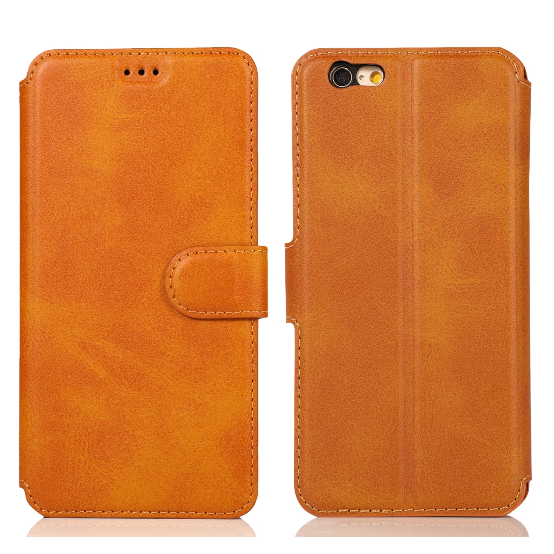 For iPhone 6 / 6s Calf Texture Magnetic Buckle Horizontal Flip Leather Case with Holder & Card Slots & Wallet & Photo Frame(Khaki) - Shopkiz.com