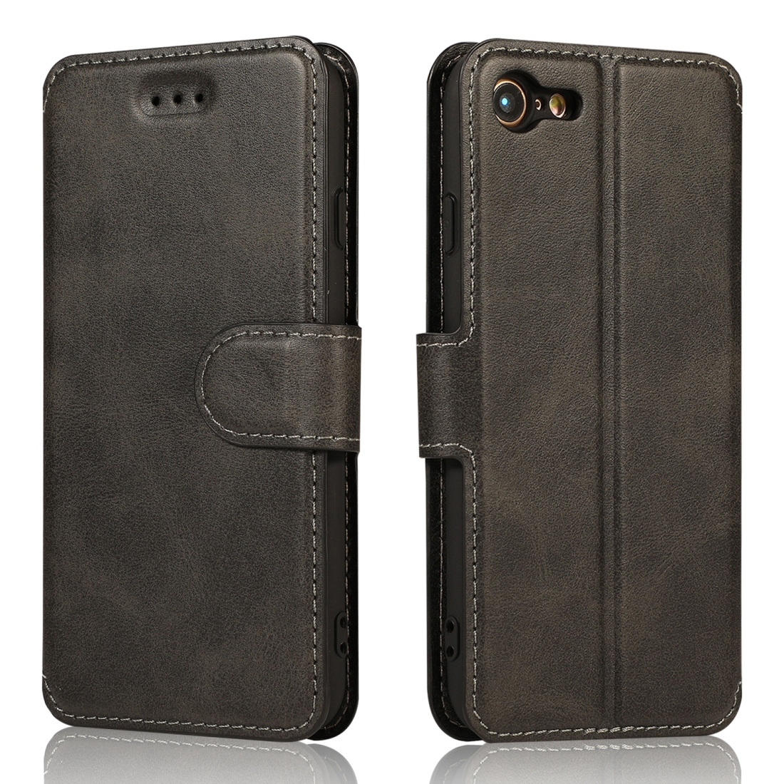For iPhone 7 / 8 Calf Texture Magnetic Buckle Horizontal Flip Leather Case with Holder & Card Slots & Wallet & Photo Frame(Black) - Shopkiz.com