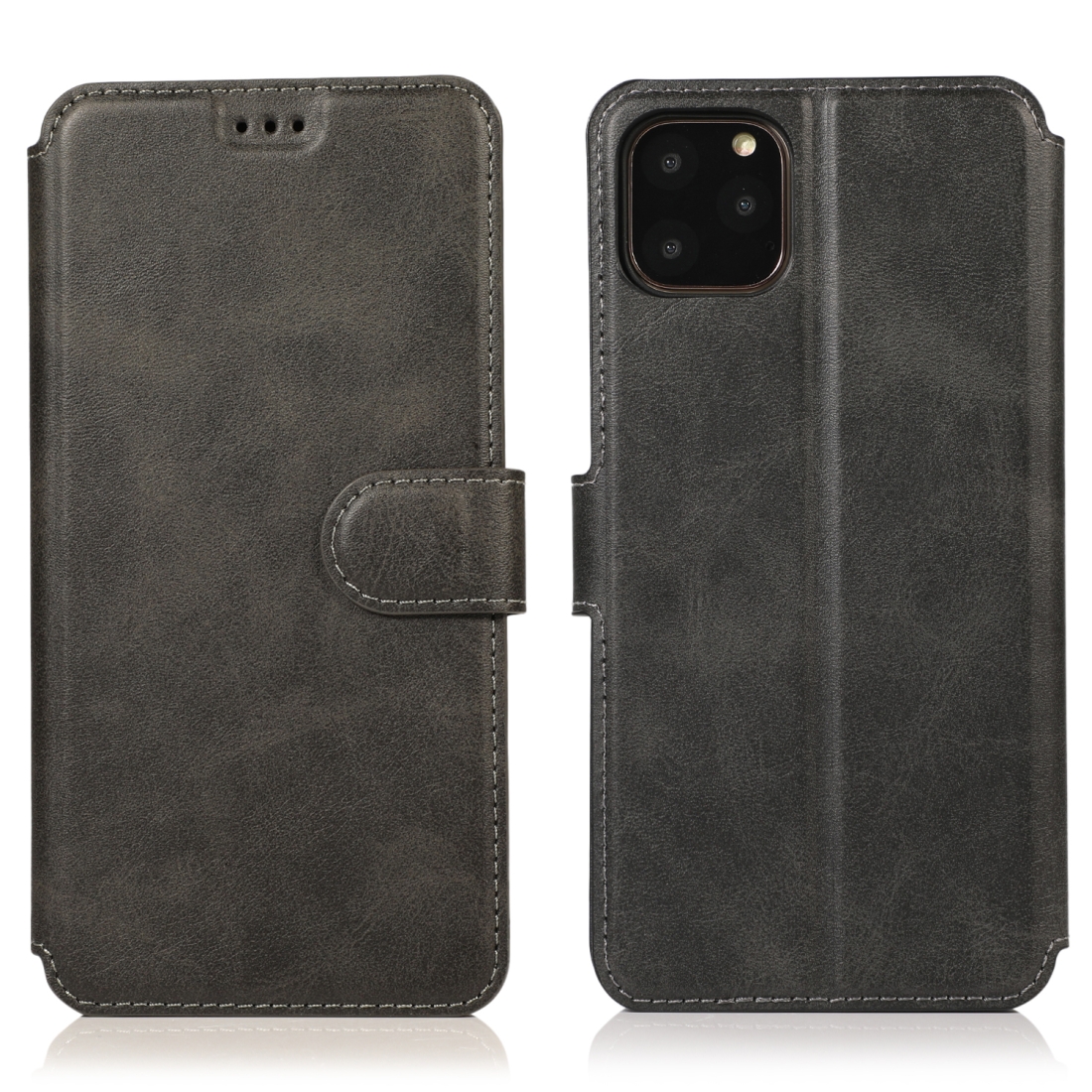For iPhone 12 Pro Max Calf Texture Magnetic Buckle Horizontal Flip Leather Case with Holder & Card Slots & Wallet & Photo Frame(Black) - Shopkiz.com