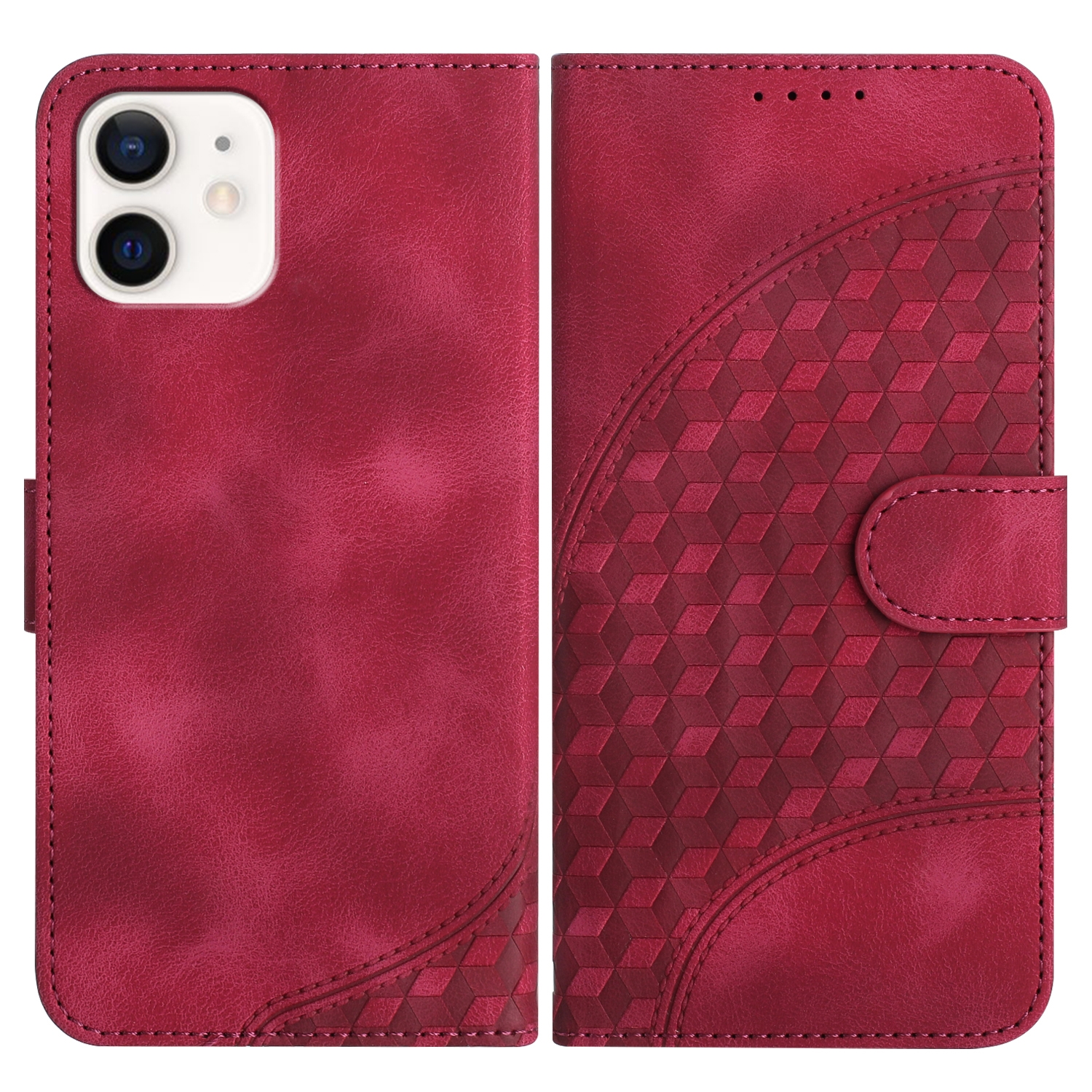 For iPhone 11 YX0060 Elephant Head Embossed Phone Leather Case with Lanyard(Rose Red) - Shopkiz.com