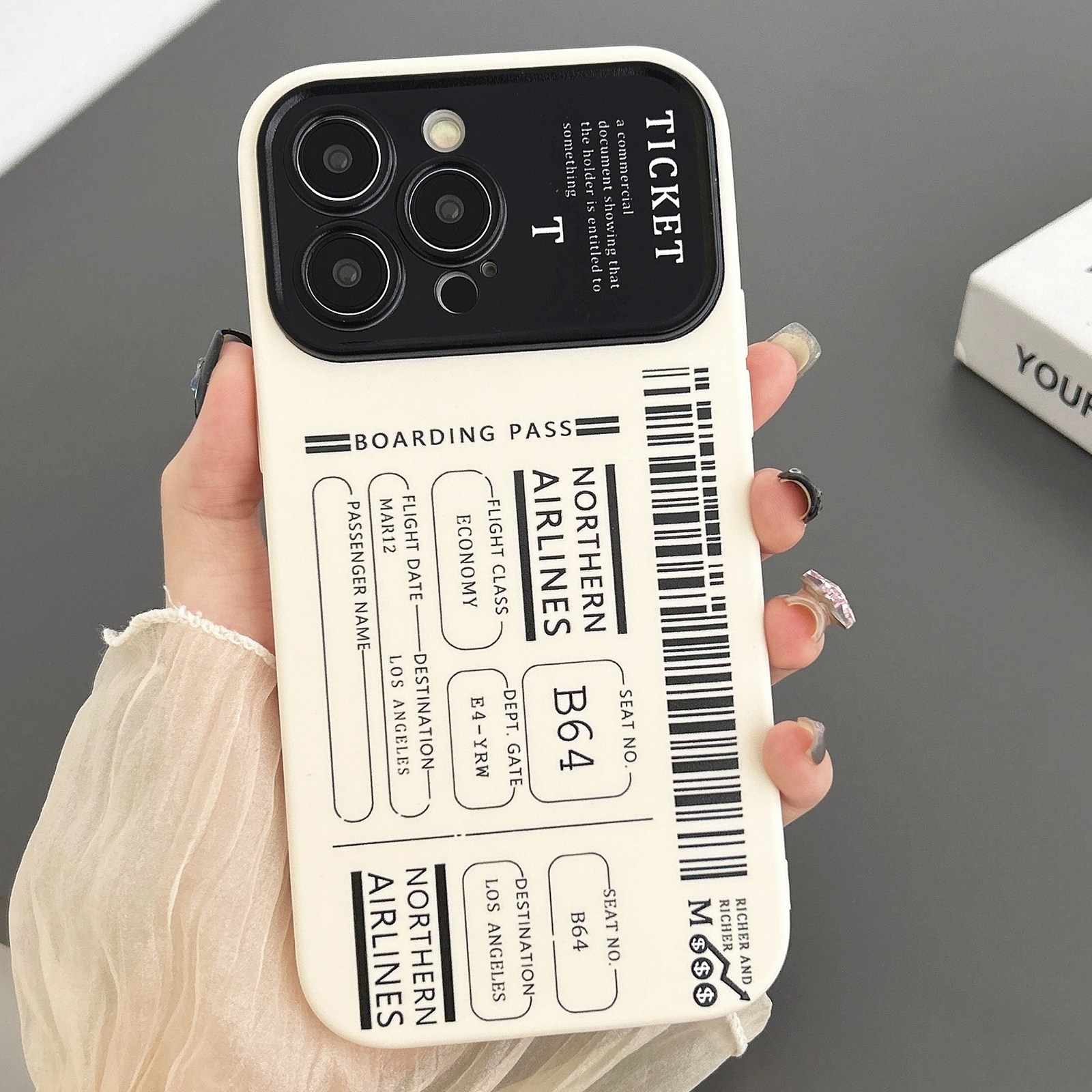 For iPhone 12 Pro Max Ticket Pattern Large Window TPU Phone Case(White) - Shopkiz.com