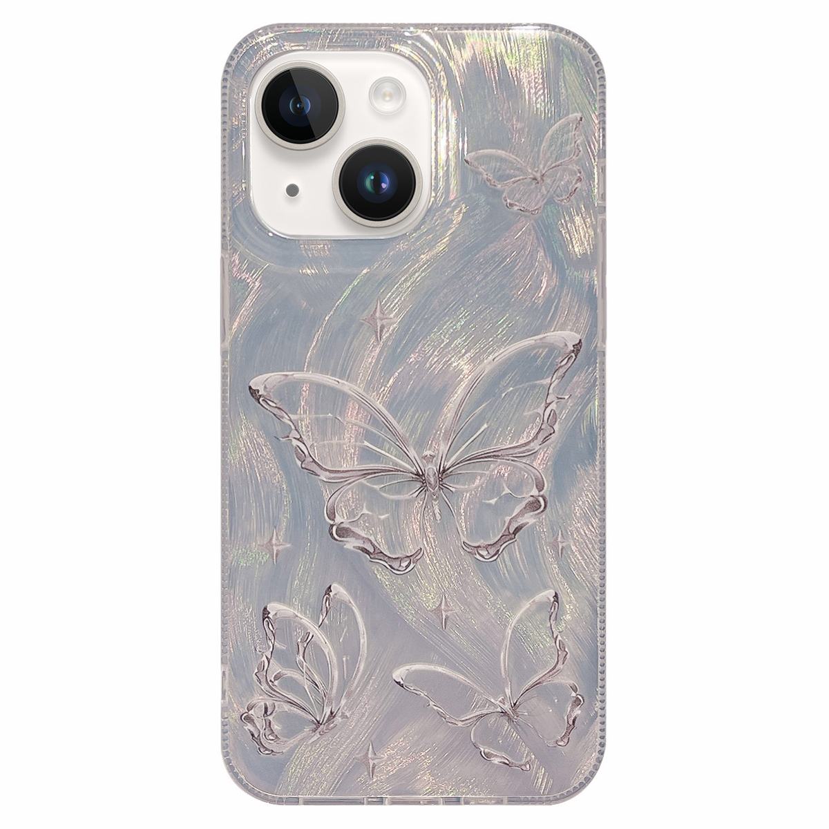 For iPhone 14 Dual-sided Silver-printed IMD PC + TPU Phone Case - Shopkiz.com