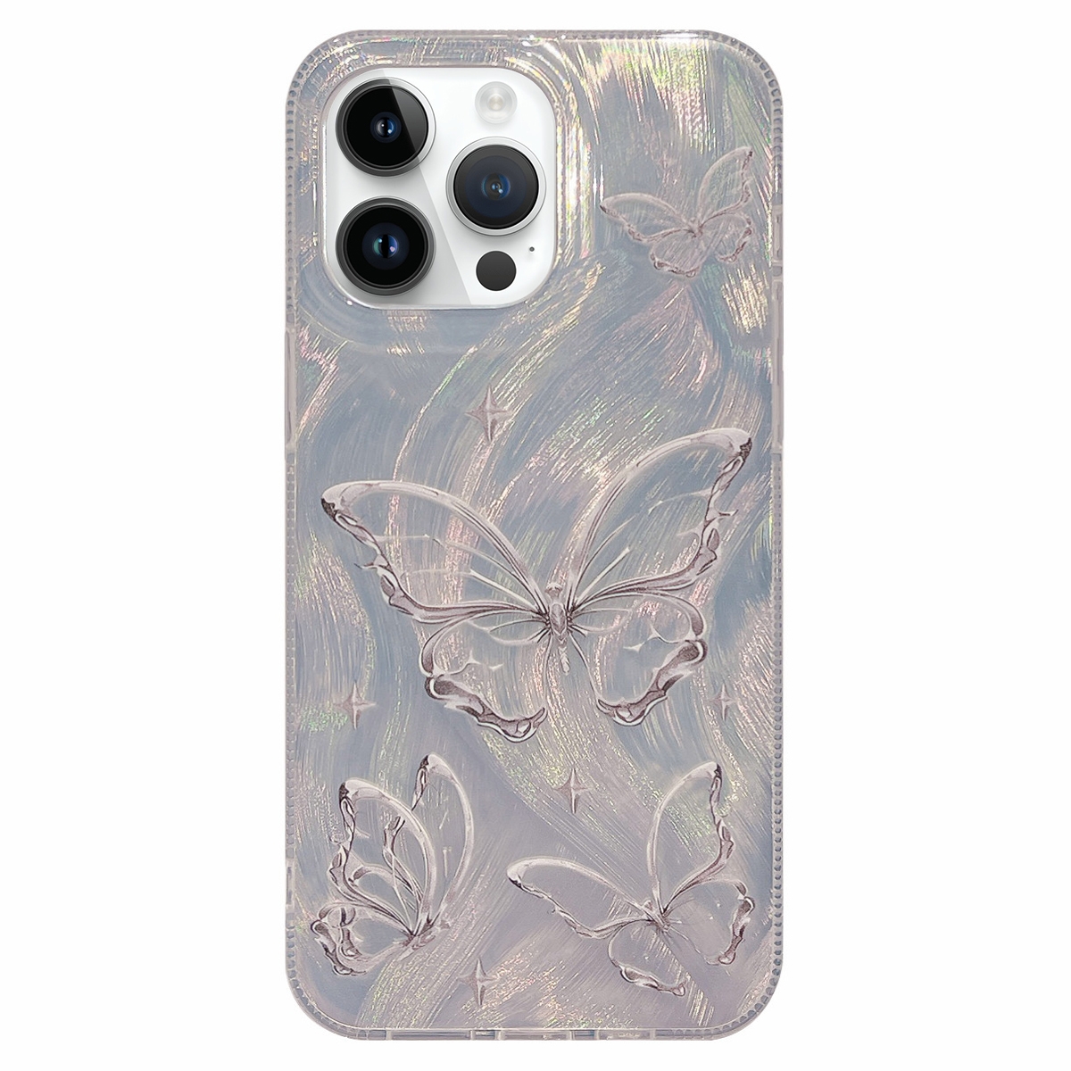 For iPhone 14 Pro Dual-sided Silver-printed IMD PC + TPU Phone Case - Shopkiz.com