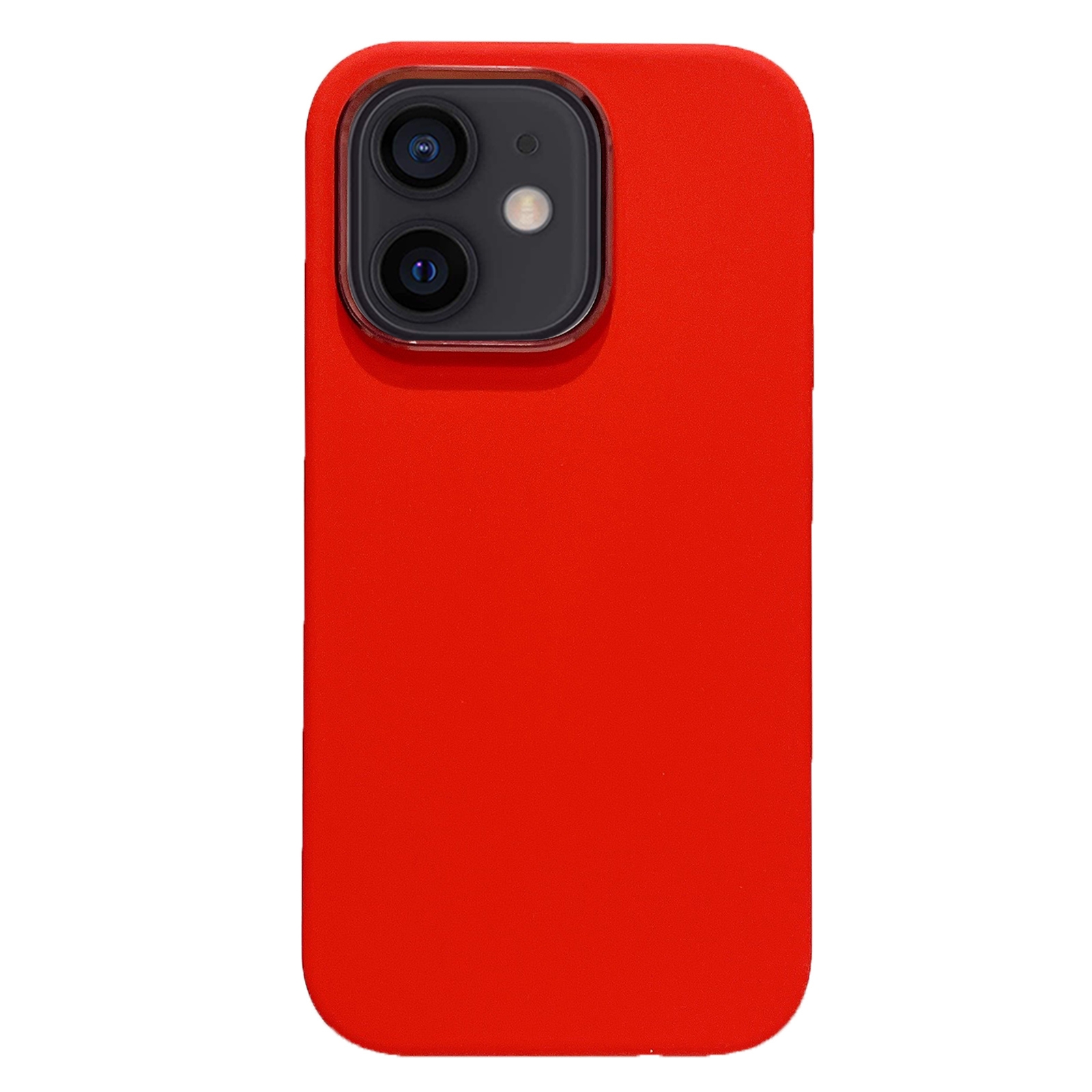 For iPhone 12 Electroplated Metal Lens Frame Design MagSafe Silicone Phone Case(Red) - Shopkiz.com