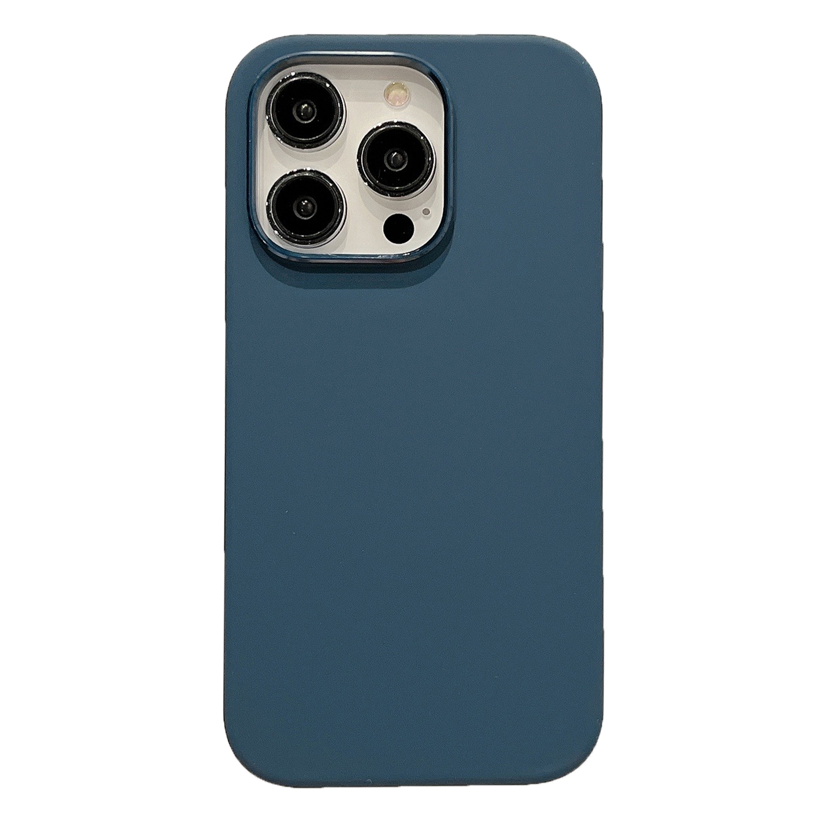 For iPhone 13 Pro Max Electroplated Metal Lens Frame Design MagSafe Silicone Phone Case(Dark Blue) - Shopkiz.com