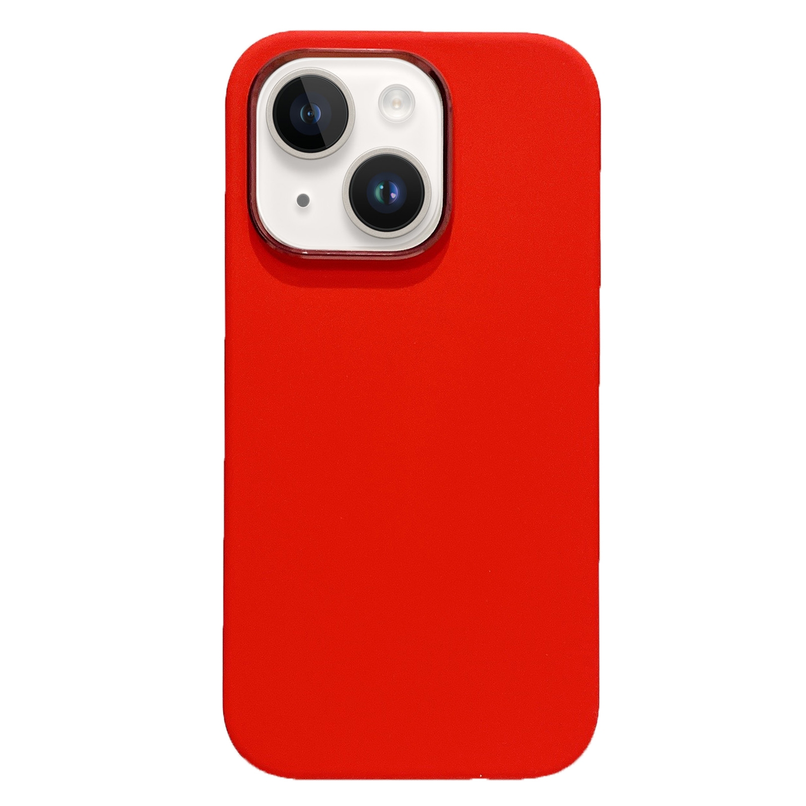 For iPhone 14 Electroplated Metal Lens Frame Design MagSafe Silicone Phone Case(Red) - Shopkiz.com