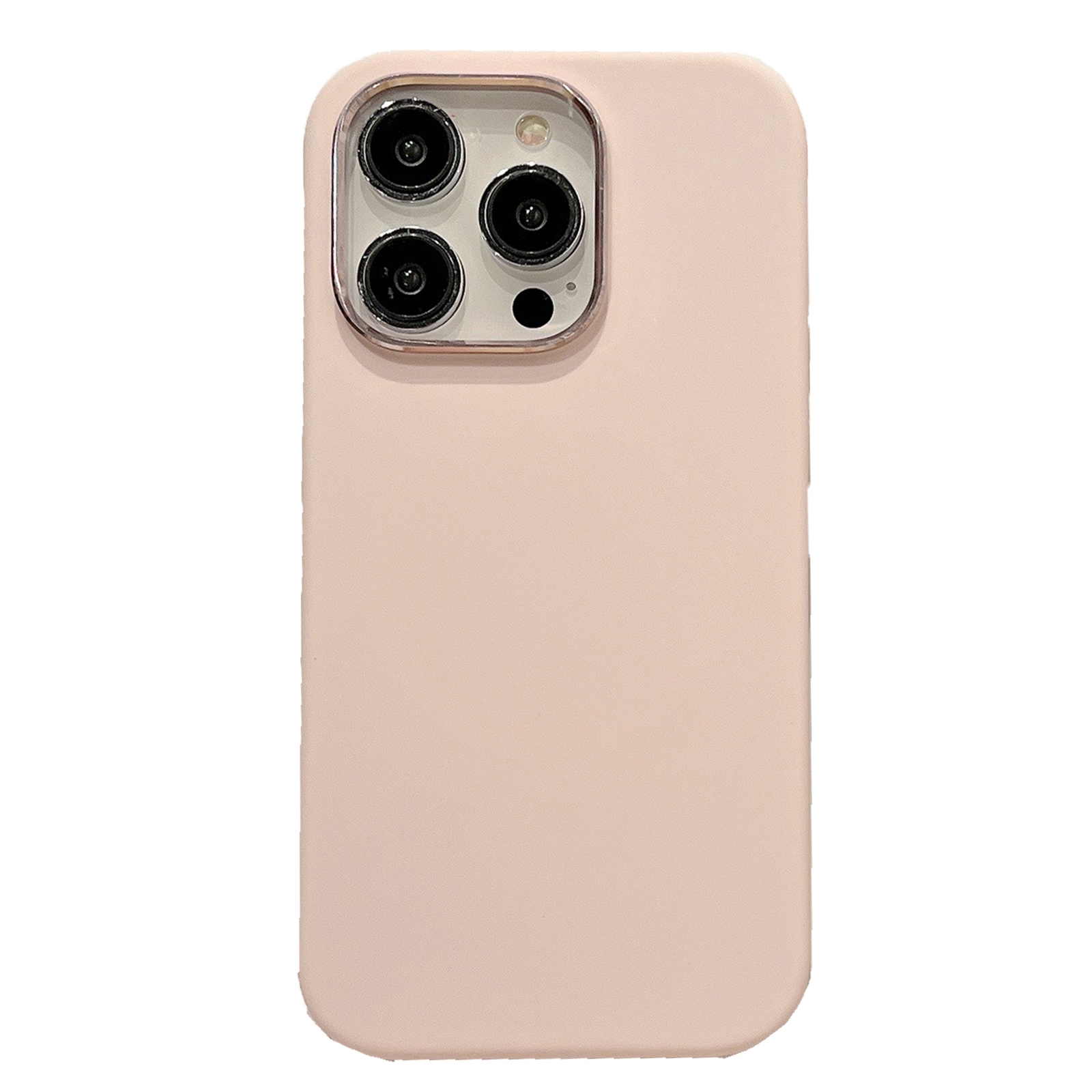 For iPhone 14 Pro Max Electroplated Metal Lens Frame Design MagSafe Silicone Phone Case(Beige) - Shopkiz.com