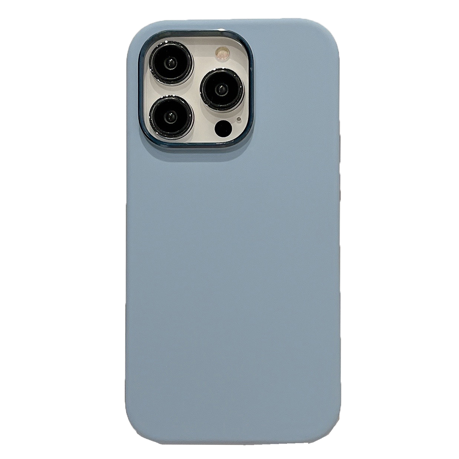 For iPhone 15 Pro Electroplated Metal Lens Frame Design MagSafe Silicone Phone Case(Light Blue) - Shopkiz.com