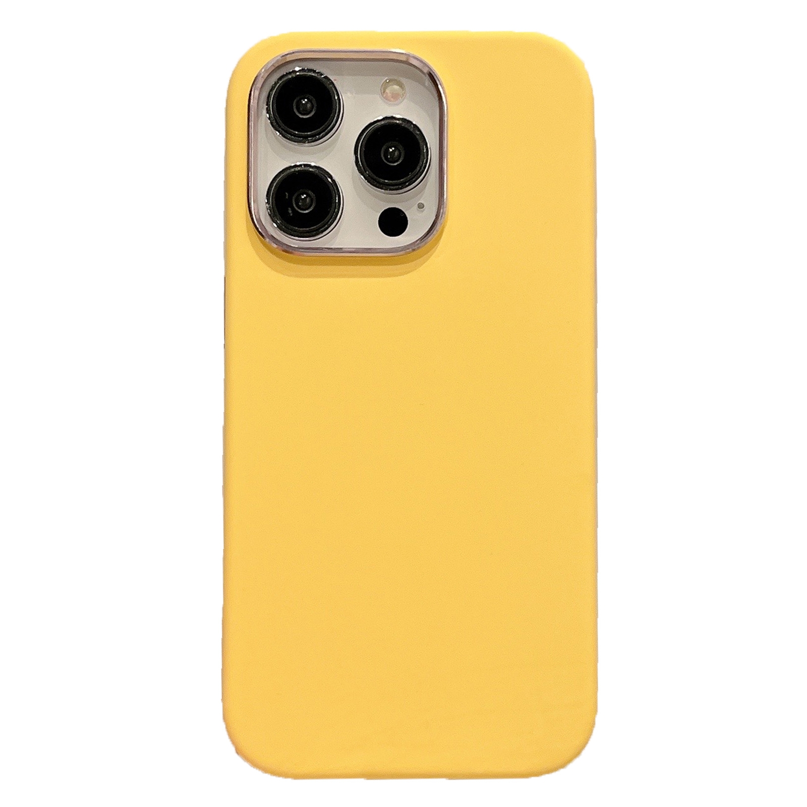 For iPhone 15 Pro Electroplated Metal Lens Frame Design MagSafe Silicone Phone Case(Yellow) - Shopkiz.com